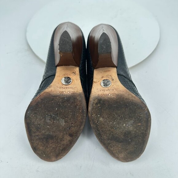 Dolce Gabbana Women Size EU 38.5 US 8.5 Black Snakeskin Leather Block High Heel - Picture 8 of 10